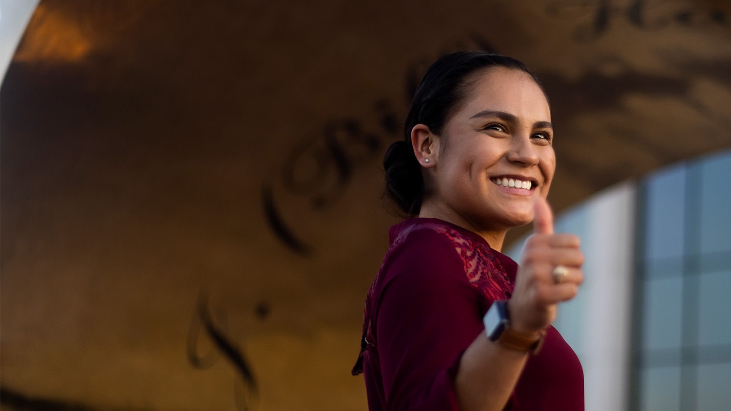 Texas A&M Student poses with new aggie ring