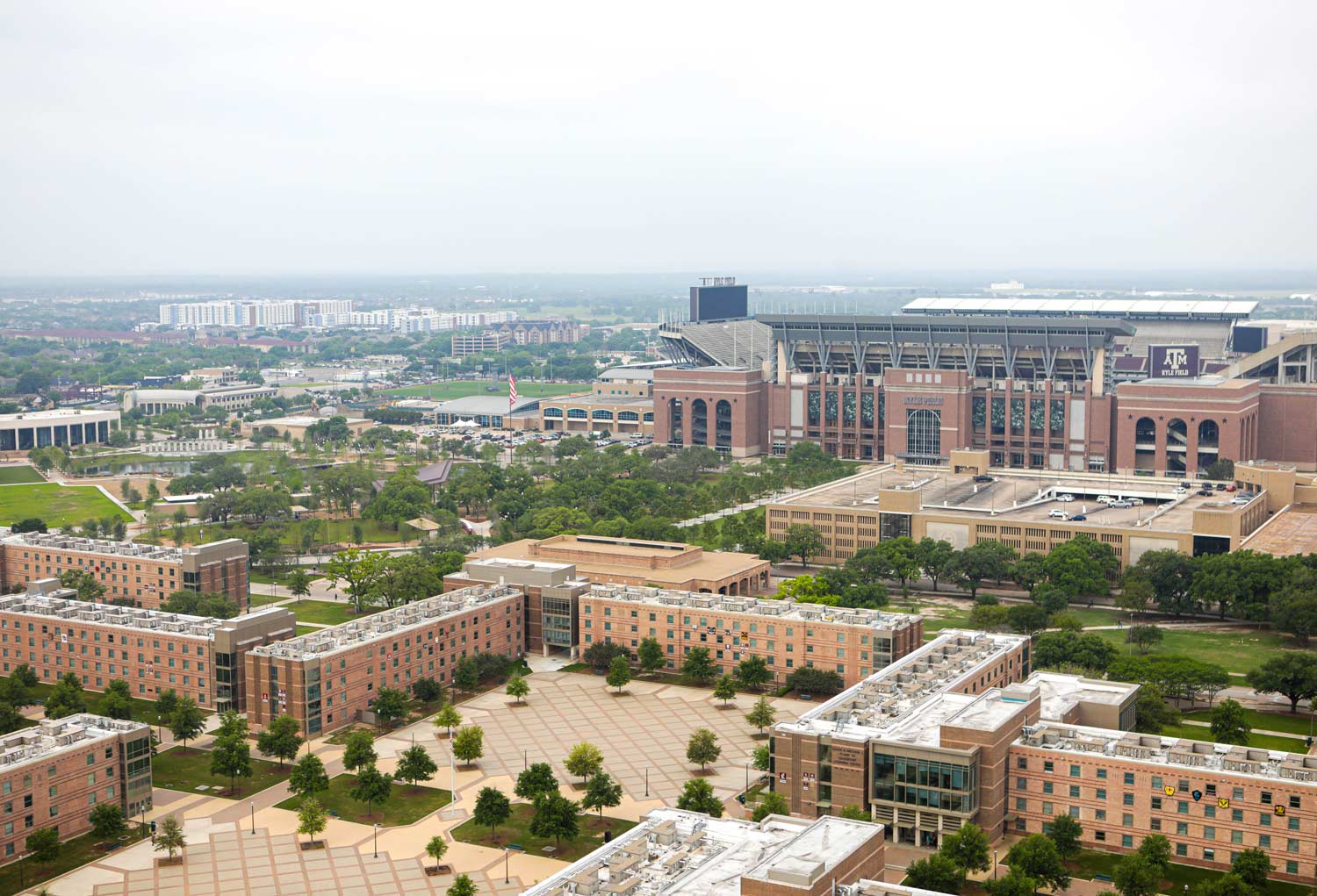 Aerial view of the Corps of Cadets quad