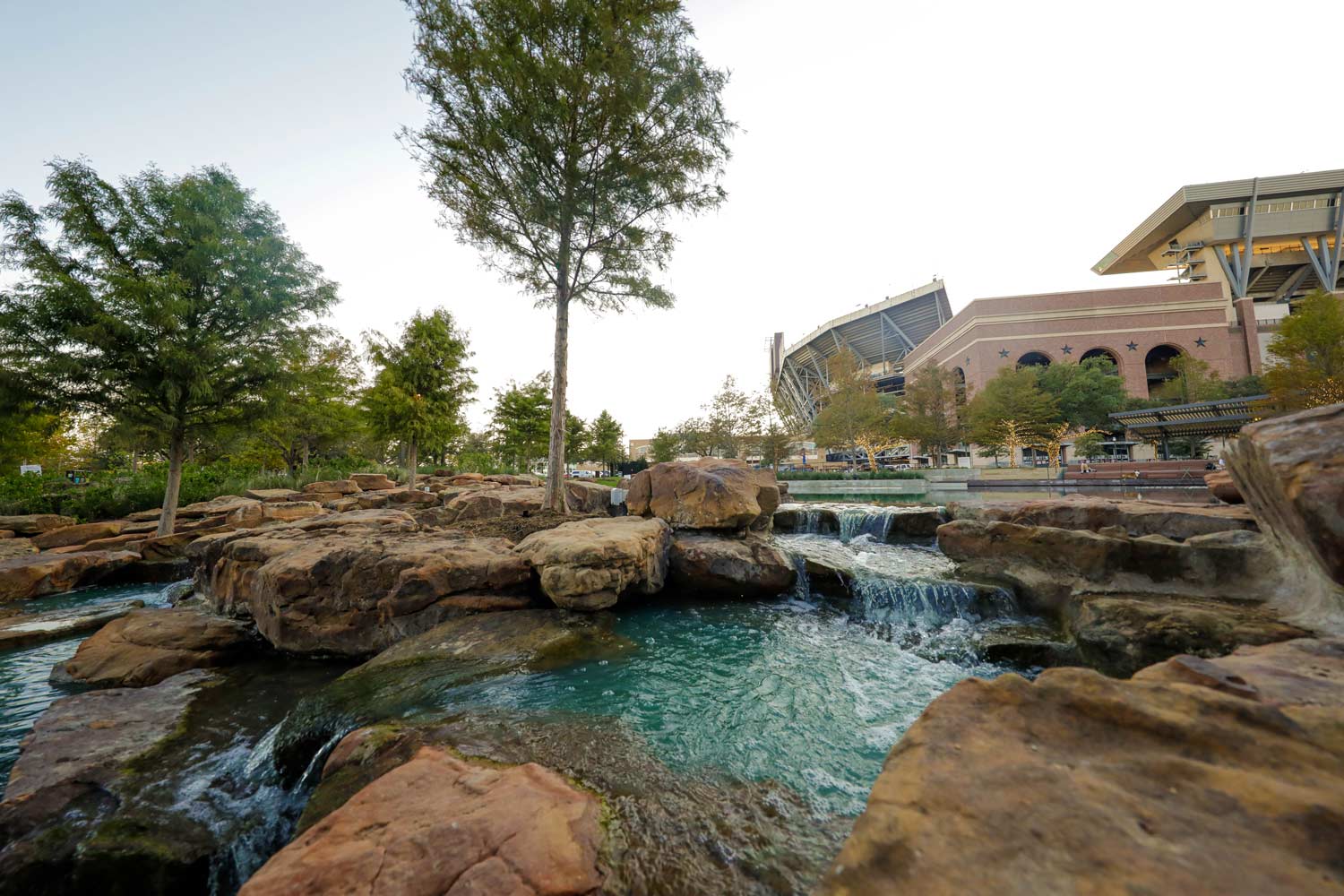 One of the water features within Aggie Park